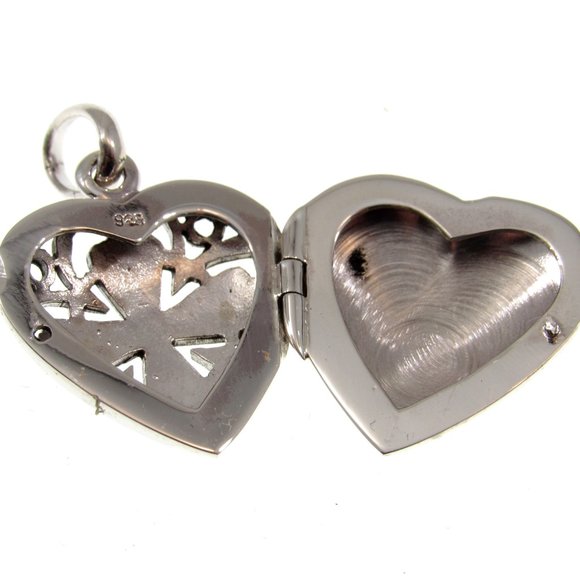 Handcrafted Solid 925 Sterling Silver Cross In Heart Locket Keepsake Pendant - Picture 6 of 6